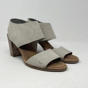 Toms Majorca Sandal Womens 11 Gray Suede Leather Strappy 3" Block‎ Heel Comfort